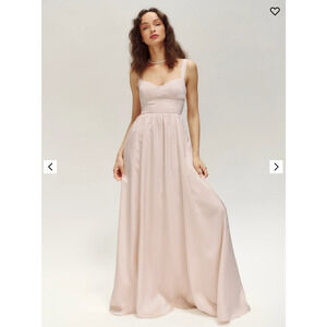Reformation Hollyhock Gown Champagne‎ Satin Maxi Dress Sleeveless Sz 6